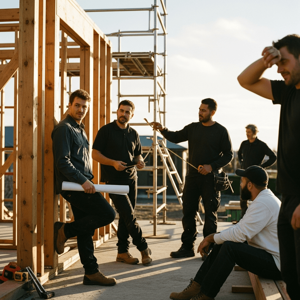 Construction professionals on site